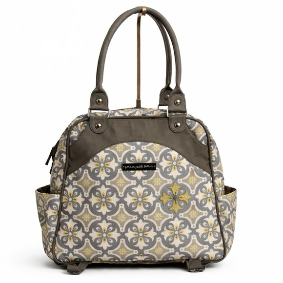 Petunia Pickle Bottom Handbags - Petunia Pickle Bottom Gray and Yellow Tote Bag Backpack with Chic Design